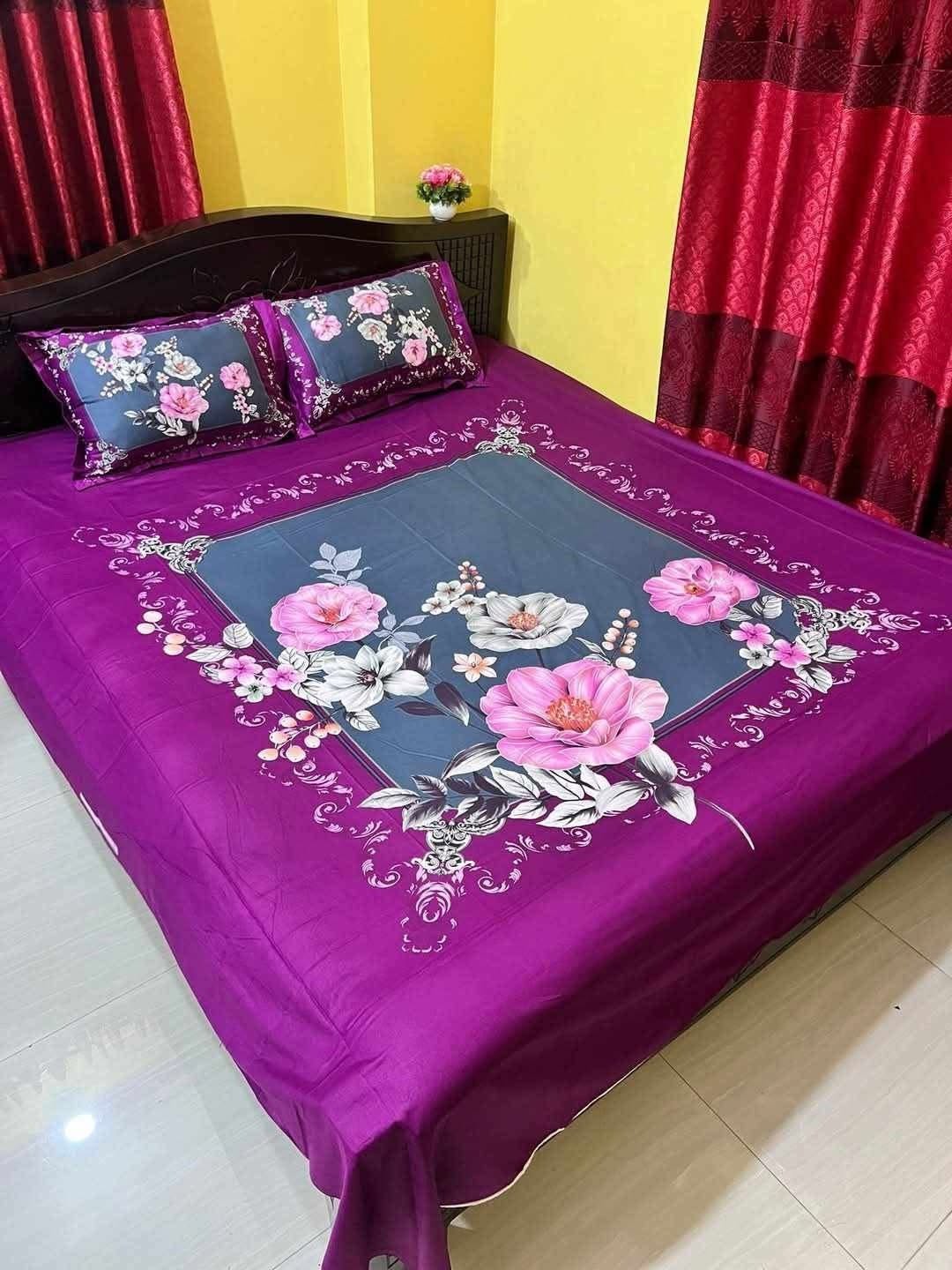 Premium Quality 100% Cotton Bedsheet Flower Design