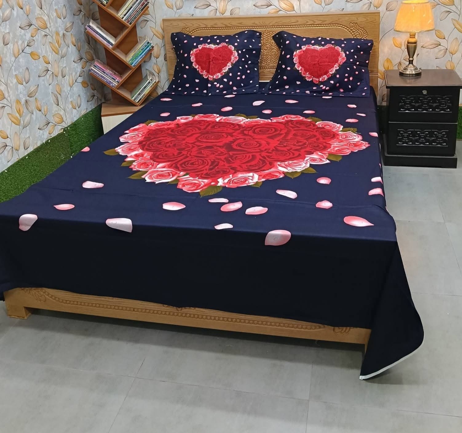 Premium Red Love King Size Bedsheet